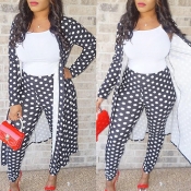 Lovely Casual Dots Printed Black Cotton Blends Two