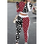 Lovely Euramerican Dots Printed Patchwork Black Tw