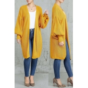 Lovely Trendy Lantern Sleeves Orange Blended Coat
