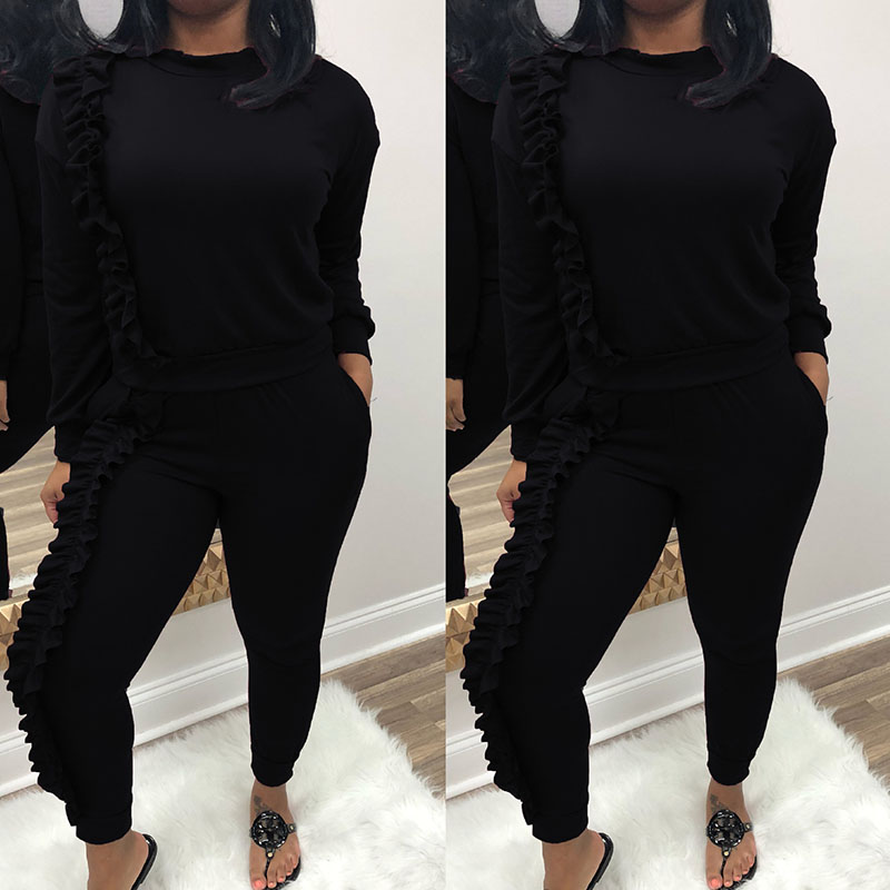 

Lovely Euramerican Stringy Selvedge Black Twilled Satin Two-piece Pants Set