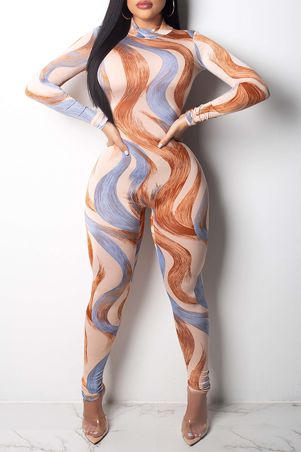 

Lovely Euramerican Printed Skinny Multicolor One-piece Jumpsuit