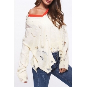 Lovely Fashion Hollowed-out White Knitting Sweater