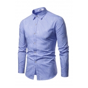 Lovely Casual Work Printed Sky Blue Cotton Shirt