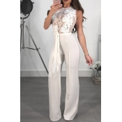 Lovely Chic Patchwork White Blending One-piece Jum