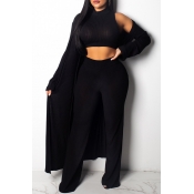 Lovely Euramerican Long Sleeves Black Two-piece Pa