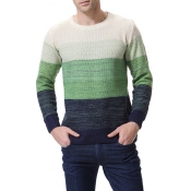 Lovely Casual Color-lump Green Cotton Sweaters