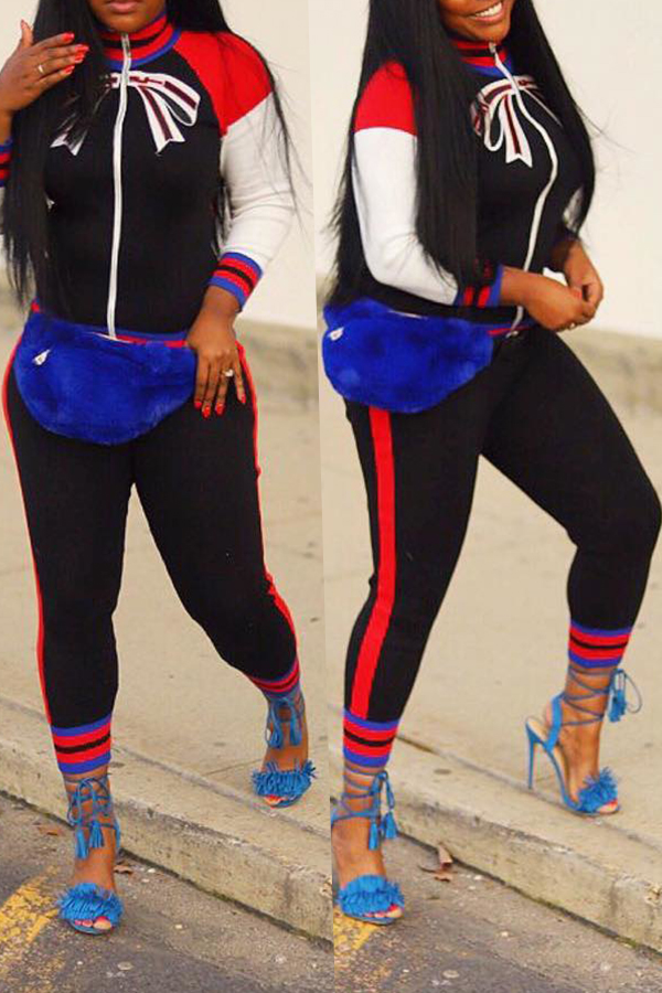 

Lovely Casual Printed Black Two-piece Pants Set