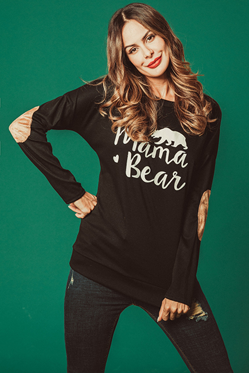 

Lovely Casual Letters Printed Black Modal T-shirt
