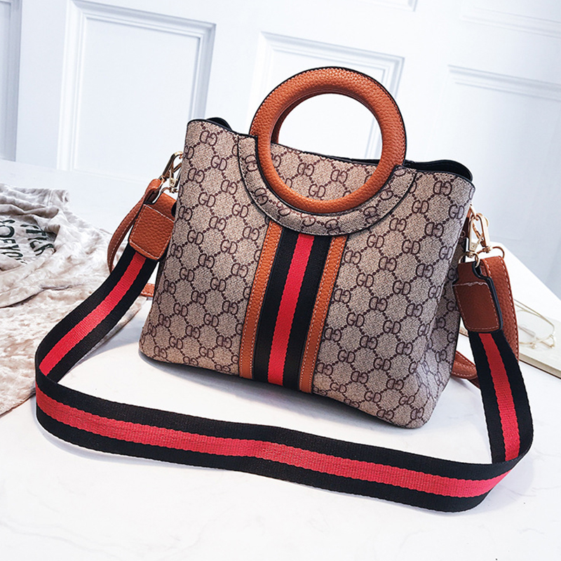 

Lovely Elegant Patchwork Brown PU Messenger Bag