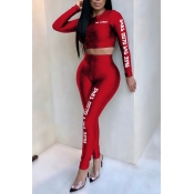Lovely Casual Letters Printed Red Polyester Two-pi