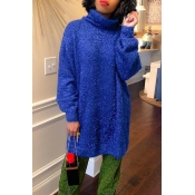 Lovely Fashion Loose Version Blue Blending Sweater