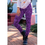 Lovely Trendy Leopard Print Purple Knitting Pants