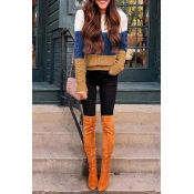 Lovely Casual Color-lump Patchwork Multicolor Swea