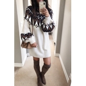 Lovely Geometry White Sweater Mini Dress