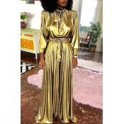 Lovely Trendy Loose Gold One-piece Jumpsuit (Witho
