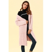 Lovely Casual Pockets Pink Blending Cardigan Sweat