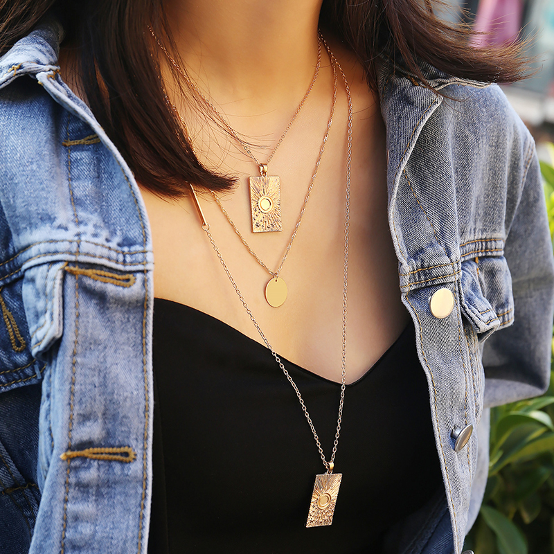 

Lovely Punk Layered Gold Metal Necklace
