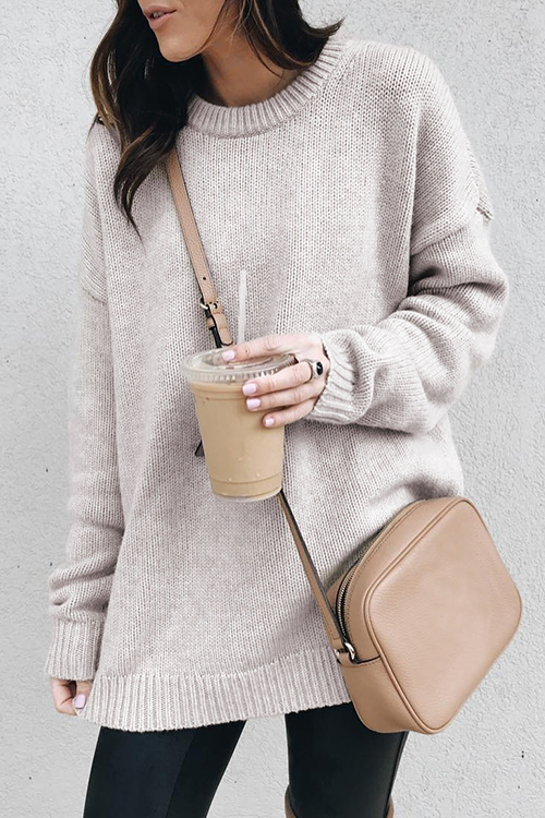 

Lovely Casual Long Sleeves Sand Sweaters