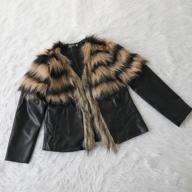 

Lovely Fashion Patchwork Long Sleeves Yellow Faux Fur Coat