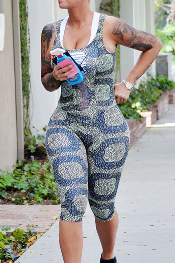 Lovely Casual Backless Multicolor Blending One-piece Rompers