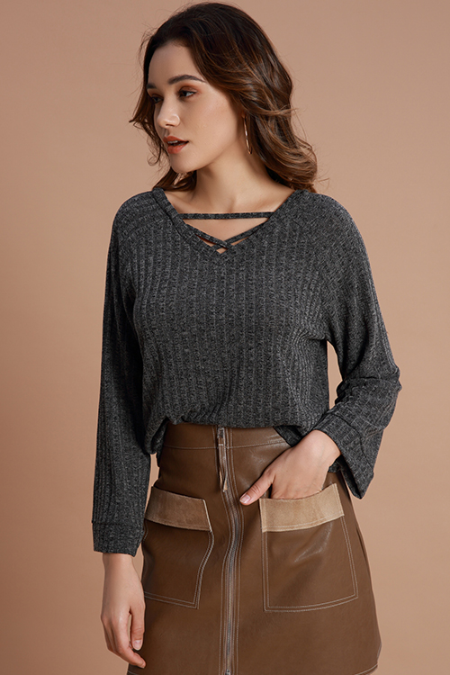 

Lovely Trendy Long Sleeves Deep Grey Sweaters