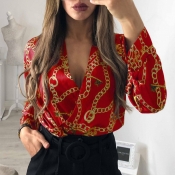 Lovely Trendy Printed Red Cotton Blends Bodysuit