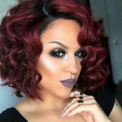 Lovely African Short Curly Wine Red Wigs