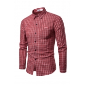 Lovely Casual Grids Printed Red Cotton Shirts