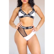 Lovely Sexy Hollowed-out Printed White Two-piece S