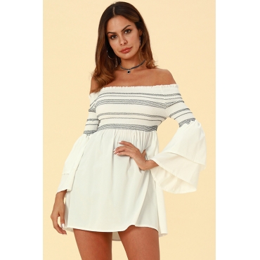 Lovely Chic Flounce Design White Blouses