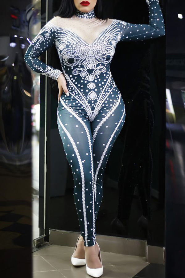 

Lovely Sexy Printed Skinny Multicolor One-piece Jumpsuit