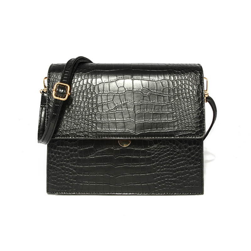 

Lovely Vintage Croco Printed Black Crossbody Bag