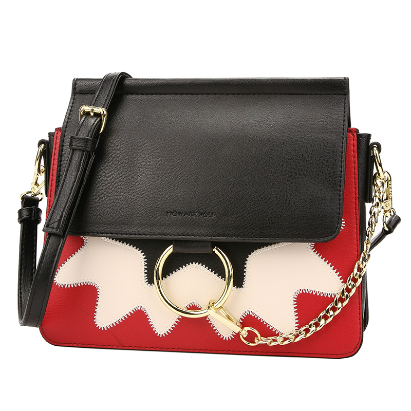 Lovely Trendy Patchwork Black Crossbody Bag