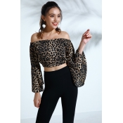 Lovely Trendy Dew Shoulder Leopard Shirts