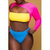 Lovely Trendy Patchwork Multicolor Two-piece Swimw