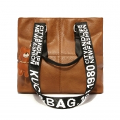 Lovely Casual Patchwork Brown PU Shoulder Bags