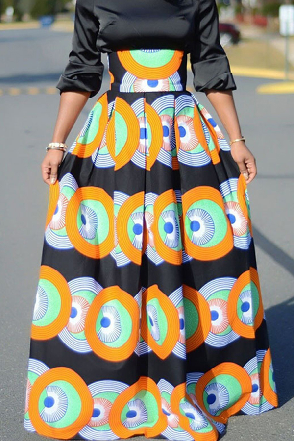

Lovely Casual Printed Orange Ankle Length A Line Skirts