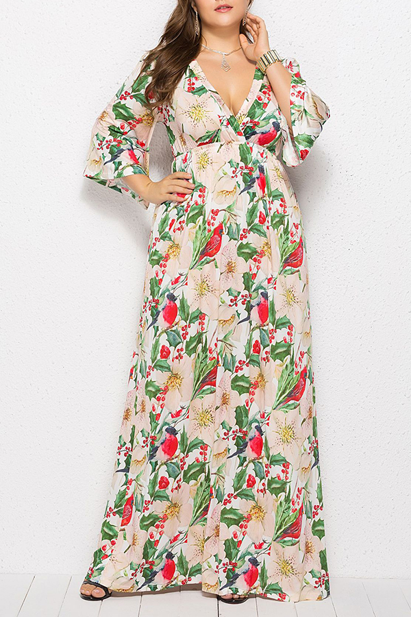 

Lovely Casual Printed Light Green Floor Length Dress
