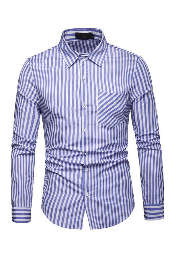 

Lovely Trendy Striped Blue Cotton Shirts