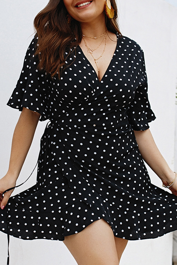 

Lovely Sweet Dots Printed Black Mini Dress