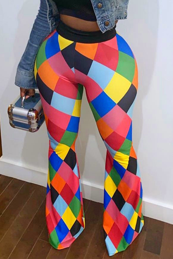 Lovely Trendy Color-lump Multicolor Pants