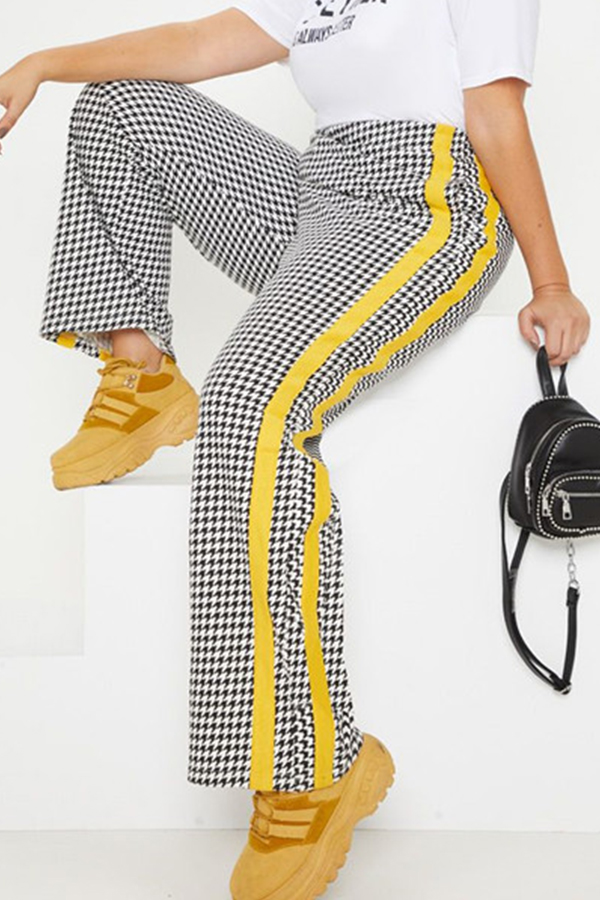 

Lovely Trendy Grids Printed Blending Pants