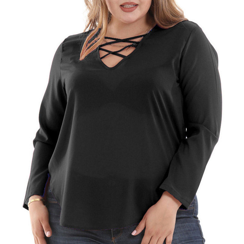 

Lovely Casual Hollowed-out Black Blouses