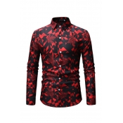 Lovely Casual Printed Red Cotton Shirts