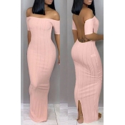 Lovely Trendy Backless Pink Ankle Length Dress