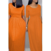 Lovely Casual Loose Jacinth Blending Floor Length 