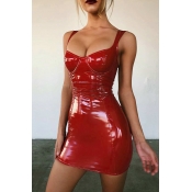 Lovely Sexy Spaghetti Strap Red Mini Dress