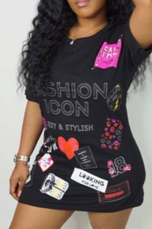 

Lovely Casual Letters Printed Black T-shirt