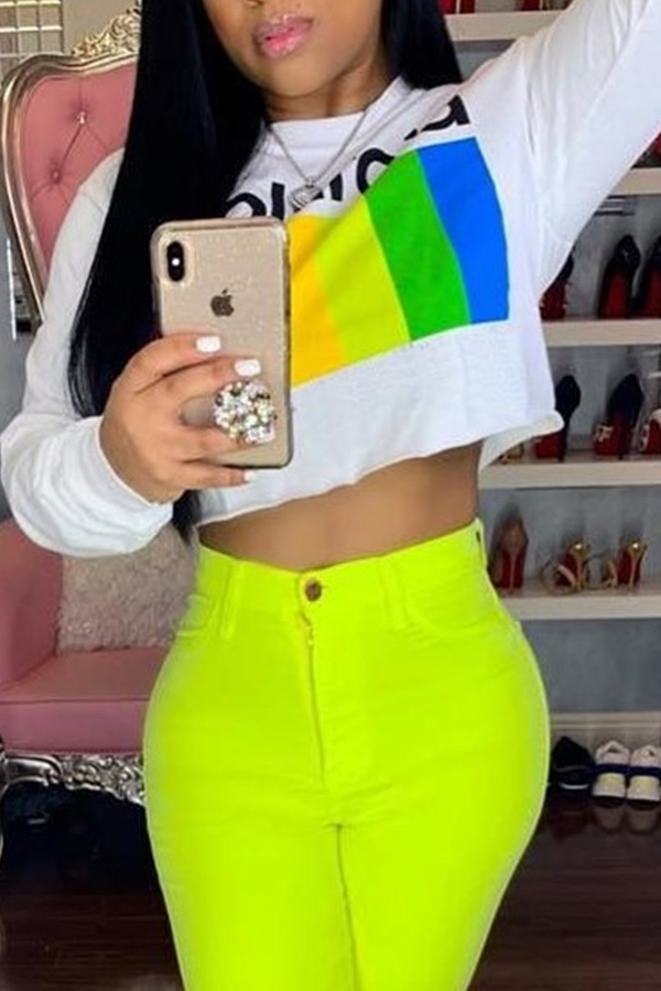 

Lovely Casual Color-lump White T-shirt