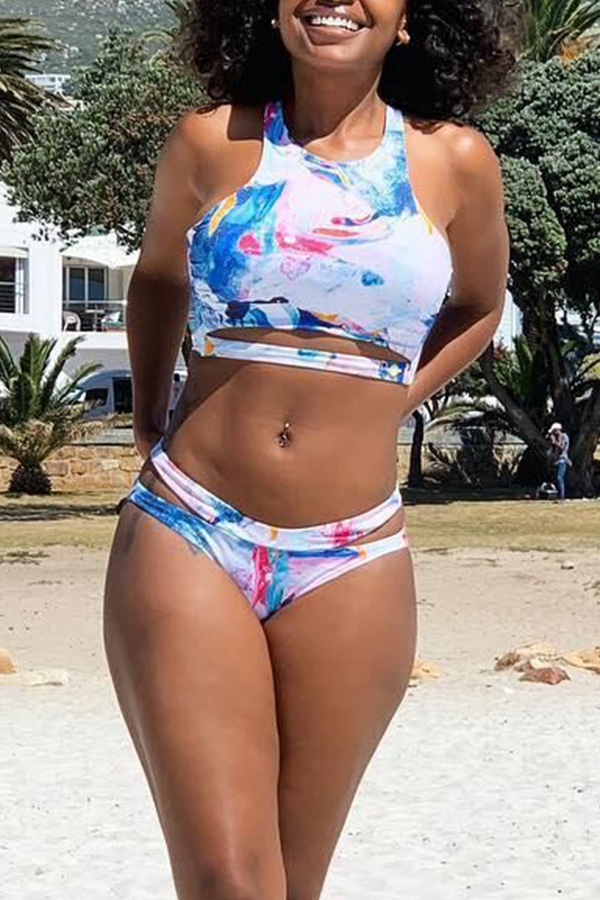 

Lovely Casual Hollowed-out Multicolor Two-piece Swimwear, Multi